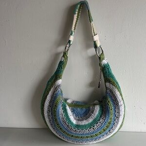 The Sak Green and Blue Crochet Hobo Bag
